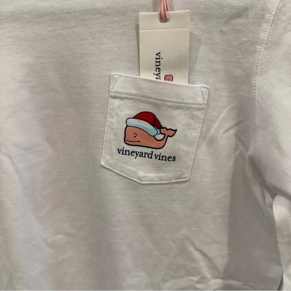Vineyard Vines White Shirt with Santa Whale Logo - Picture 2 of 5